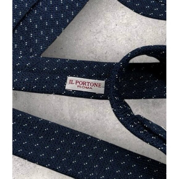 IL PORTONE Silk Tie ITALY XL Navy Geometric W:2.7" EUC - Picture 2 of 7